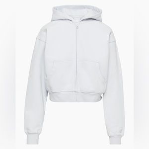 Aritzia White Boyfriend Cropped Zip-Up Hoodie